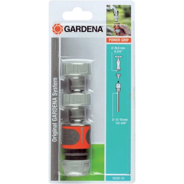 GARDENA Anschluss-Satz Für 13mm (1/2")- Und 15mm (5/8”)-Schläuche, Hahnstück