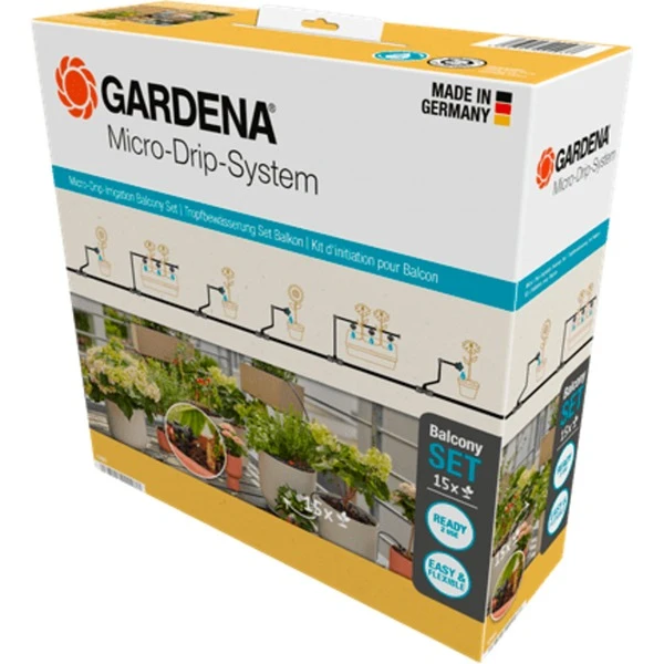 GARDENA Micro-Drip-System Tropfbewässerung Set Balkon, 15 Pflanzen, Tropfer – Bild 2